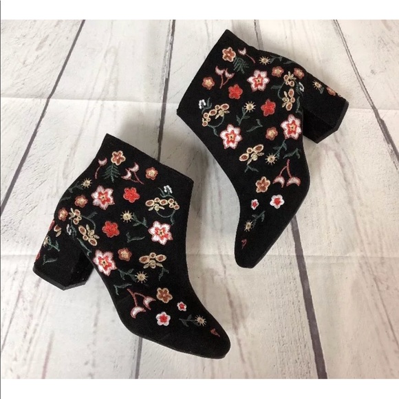 Primark Shoes - Primark Black Embroidered Booties Boots 6 New